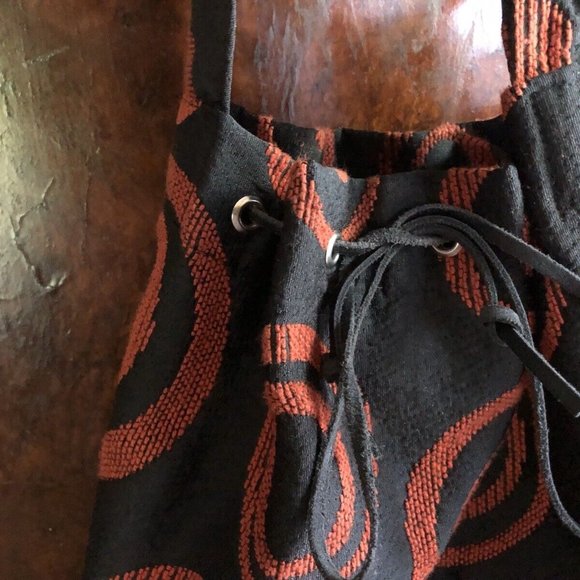 Mud Cloth Sack Purse Argentina Handbags Red Swirl Design Boho Crossbody - Picture 3 of 4